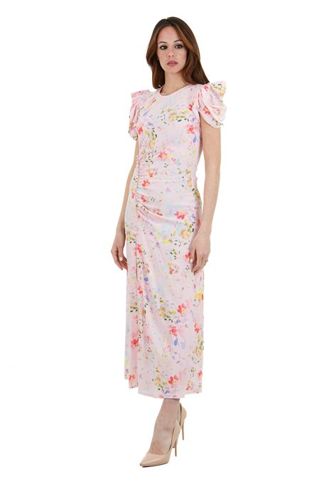 Kristel abito con spacco laterale fantasia fleurs rose MAR DE MARGARITAS | Abiti | KRISTEL-01165-TMFI0025RO64